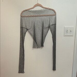 Elegant Black Mesh Women's Sweater